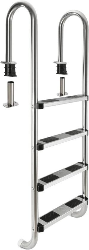 Arebos Escalera de Piscina de 4 Peldaños Antideslizantes