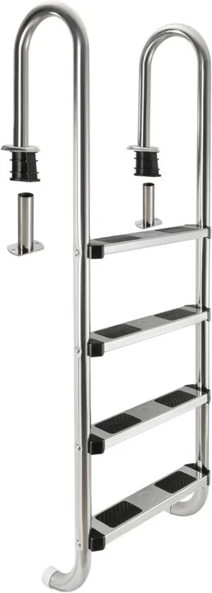 Escalera para Piscina de Acero Inoxidable 4 Peldaños Antideslizantes