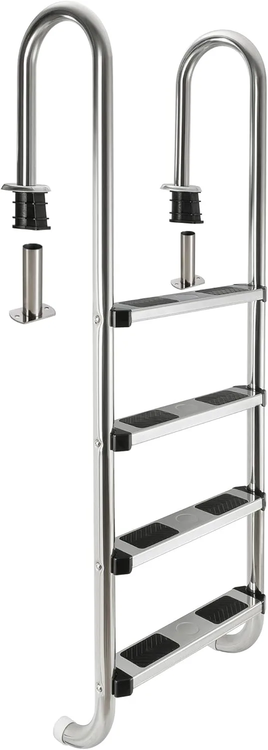 Escalera para Piscina de Acero Inoxidable 4 Peldaños Antideslizantes
