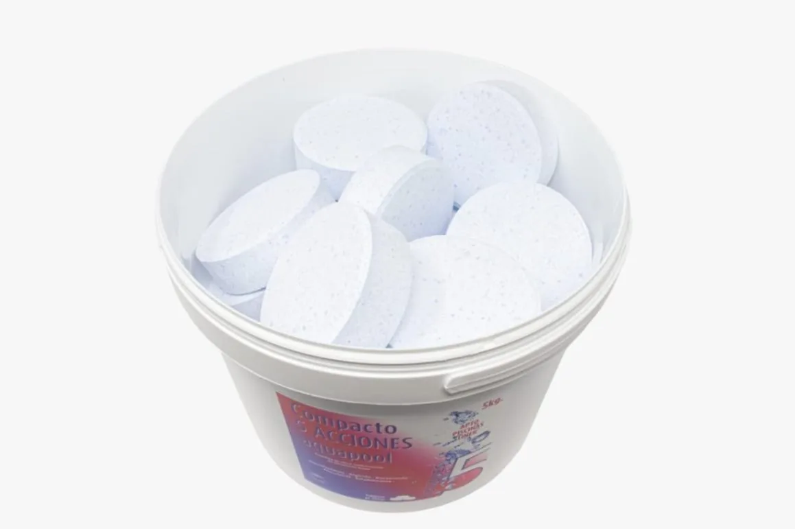 Compacto 5 ACCIONES AQUAPOOL (200 GR) - Pastillas de Cloro Multifunción - 5 KG - Imagen 3