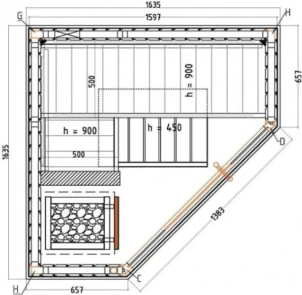 Cabina de Sauna de Esquina Harvia, Sauna para 2-3 Person - Imagen 2