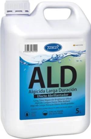 Tamar Algicida Larga Duración con Efecto Abrillantador, Biocida Especial para Piscinas, 5 Litros