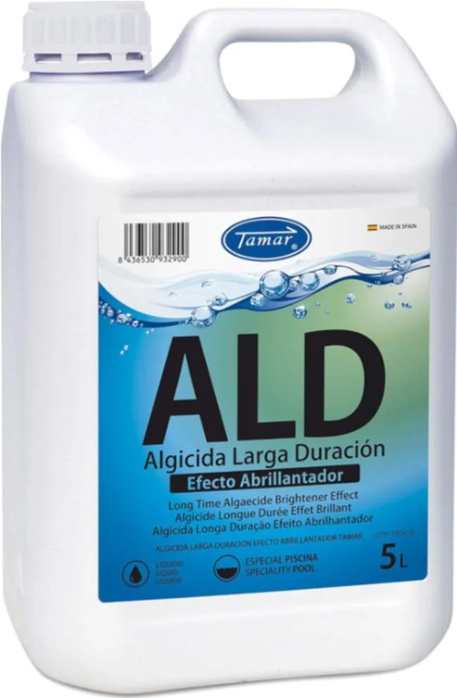Tamar Algicida Larga Duración con Efecto Abrillantador, Biocida Especial para Piscinas, 5 Litros
