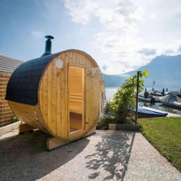 Sauna al Aire Libre Tipo Barril Harvia con Estufa de Leña - Imagen 2