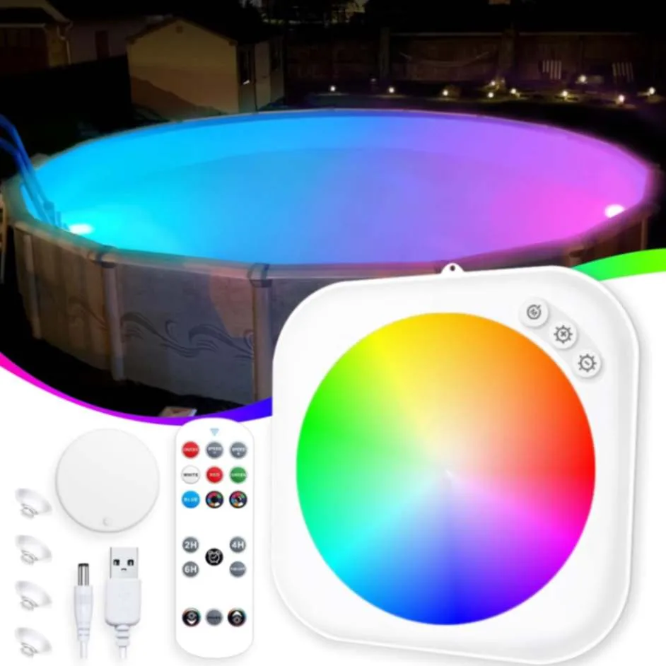 Luz LED Recargable para Piscina con Control Remoto y 9 Modos de Iluminación
