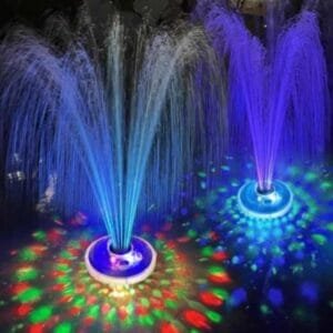 LanBlu Fuente Flotante para Piscina con Luces Subacuáticas, Recargable a Batería