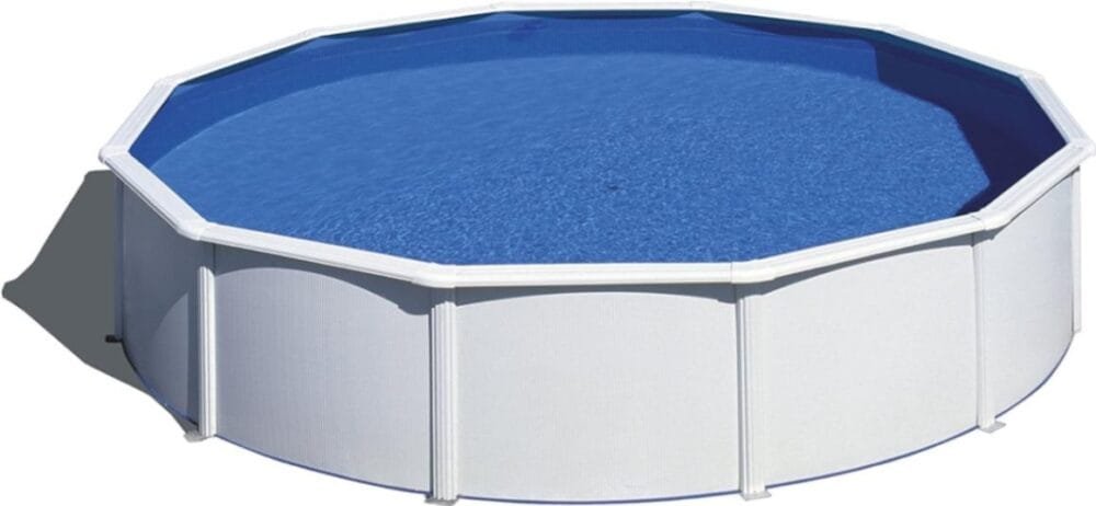 Piscina Elevada Redonda GRE Fidji 550 x 120 cm, Aspecto Acero Blanco