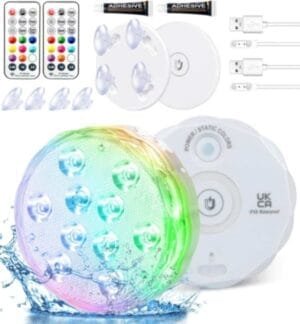 Luces Sumergibles Recargables Qoolife de 3.3" con Control Remoto