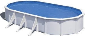 Piscina Elevada Ovalada GRE Atlantis 800 x 470 x 132 cm, Aspecto Acero Blanco