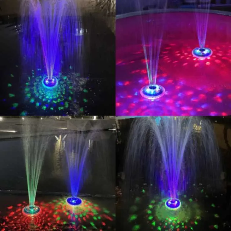 LanBlu Fuente Flotante para Piscina con Luces Subacuáticas, Recargable a Batería - Imagen 2