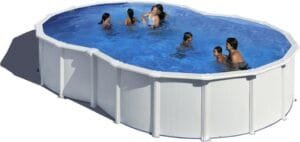 Piscina de Acero en Forma de Ocho GRE Varadero, 640 x 390 x 120 cm, Blanca