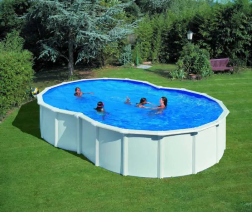 Piscina de Acero en Forma de Ocho GRE Varadero, 640 x 390 x 120 cm, Blanca - Imagen 2