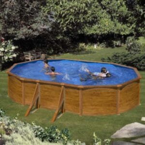 Piscina Elevada Ovalada GRE Sicilia 500 x 300 x 120 cm, Aspecto Madera