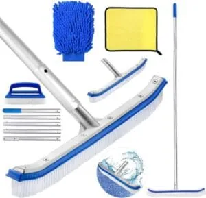 Cepillo de Piscina HEYIDAMAI 45 cm con Barra de Aluminio Ajustable de 180 cm