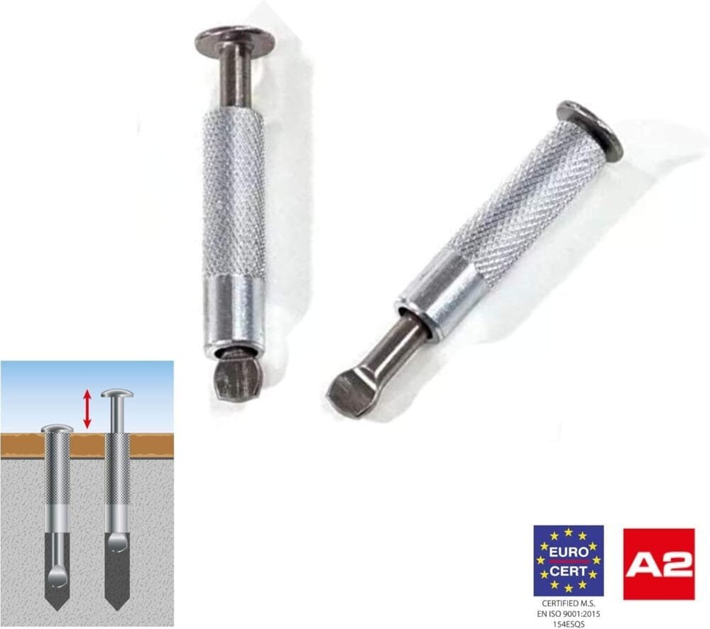 Taco Escamoteable BricoLoco.com M6 INOX A2 - Sujeción Segura y Durable para Cubiertas de Piscina - Imagen 2