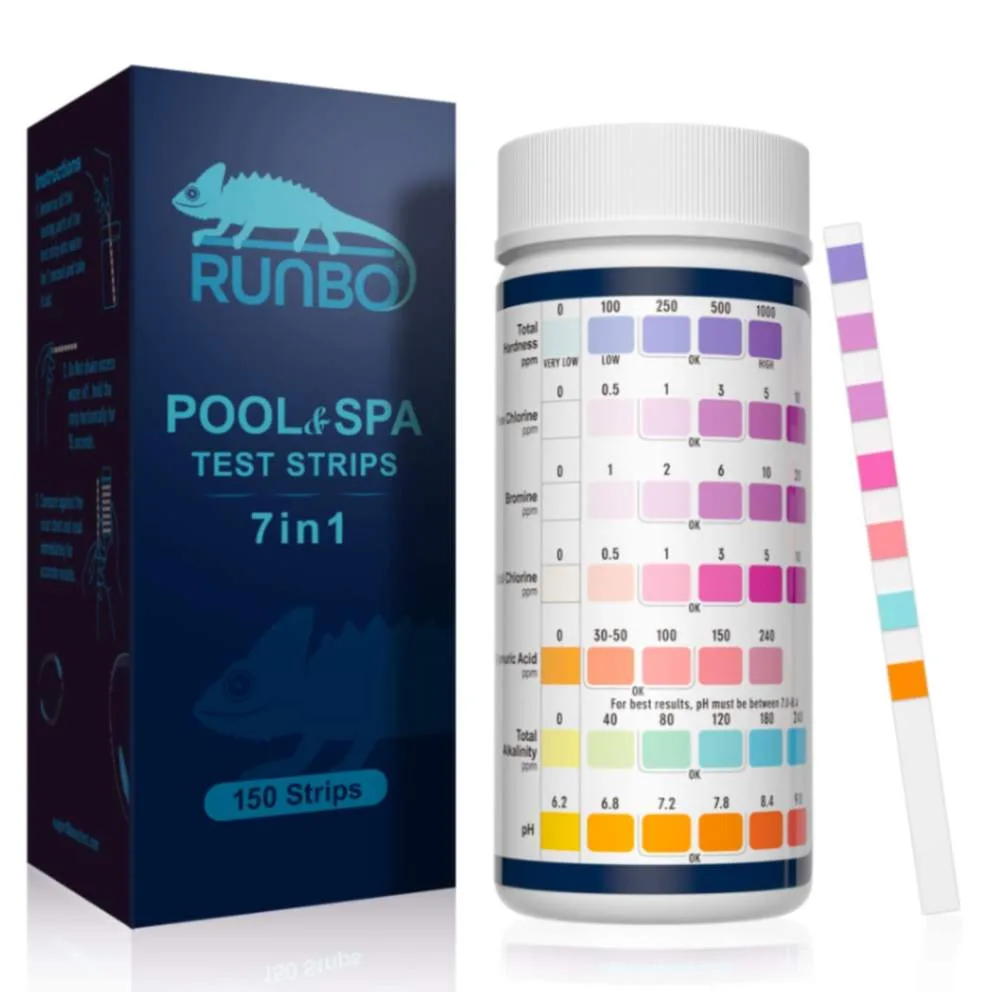 RUNBO Tiras Reactivas 7-en-1 para Piscinas y Spas – Análisis Completo (150 Unidades)