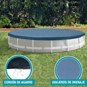 Cobertor Redondo INTEX Prisma Frame 457 cm - Protección UV, Resistencia y Drenaje Eficiente