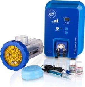 Sistema de Electrólisis Salina Gre con Controlador de pH y Bomba Dosificadora