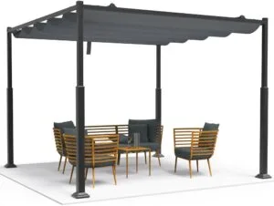 Pérgola Moderna VOUNOT 3x3m con Techo Retráctil