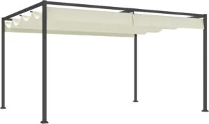 Cenador de Jardín Outsunny con Toldo Retráctil, 4x3 m