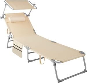 TecTake Tumbona Exterior de Acero – Beige