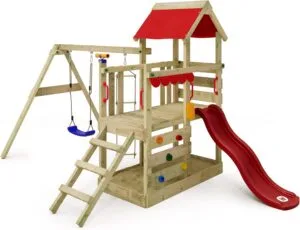 Parque Infantil TurboFlyer Wickey con Columpio y Tobogán Rojo