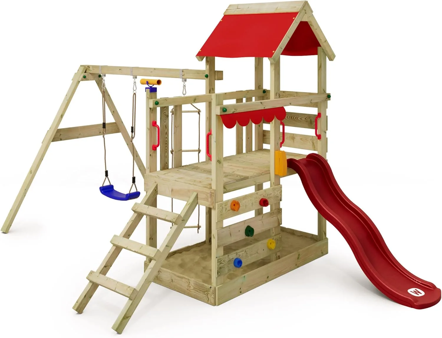 Parque Infantil TurboFlyer Wickey con Columpio y Tobogán Rojo