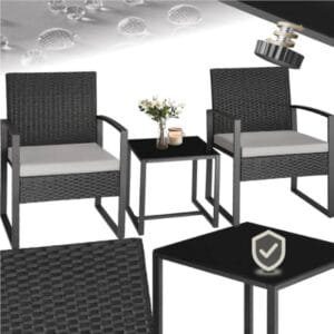 Juego de Muebles de Jardín TecTake con 2 Sillas y Mesa de Bistró, Ratán