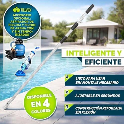 Barra Telescópica para Piscina tillvex de Aluminio 1,20-3,60 m para Limpieza - Imagen 2